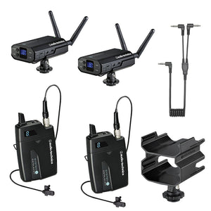 Image Title Audio-Technica System 10 Digital Wireless Camera Mount Dual Microphone System with Dual Mount Camera Shoe (2x Lavalier Mics)