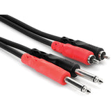 Hosa CPR-202 Dual 1/4" TS Male to Dual RCA Stereo Interconnect Cable, 2 Meters (6.6 Feet) - The Camera Box