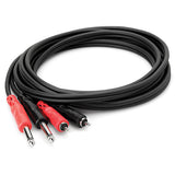 Hosa CPR-202 Dual 1/4" TS Male to Dual RCA Stereo Interconnect Cable, 2 Meters (6.6 Feet) - The Camera Box