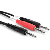 Hosa STP-202 1/4" TRS Male to Dual 1/4" TS Male Insert Cable, 2 Meters (6.5 Feet) - The Camera Box