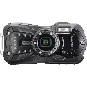 Ricoh WG-70 Waterproof 16MP Digital Camera, 2.7" LCD with Optio Floating Wrist Strap and Chest Harness (Black)