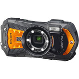 Ricoh WG-70 Waterproof 16MP Digital Camera, 2.7" LCD with Optio Floating Wrist Strap and Chest Harness (Orange)
