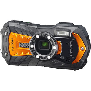 Ricoh WG-70 Waterproof 16MP Digital Camera, 2.7" LCD with Optio Floating Wrist Strap and Chest Harness (Orange)