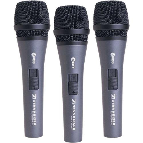 Sennheiser e835-S  Handheld Dynamic Cardioid Live Vocal Microphone with On/Off Switch - 3 Pack
