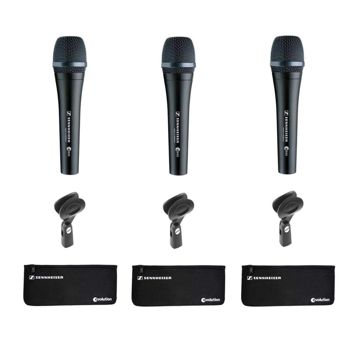 Sennheiser e945 Supercardioid Dynamic Handheld Vocal Microphone - 3 Pack