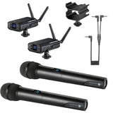 Audio-Technica System 10 Digital Wireless Camera Mount Dual Microphone System with Dual Mount Camera Shoe (2x Handheld Mics)