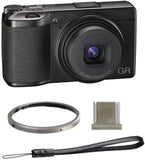 Ricoh GR III with GK-1 Metal Hot Shoe Cover and Dark Gray and GS-2 Leather Strap