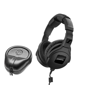 Sennheiser HD 300 Pro Collapsible High-End Monitoring Headphone with SLAPPA SL-HP-07 HardBody PRO Headphone Case