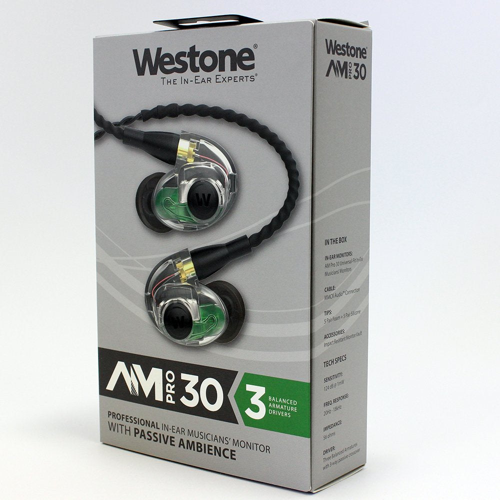 Westone AM Pro 30 Triple-Driver Universal Ambient-Port In-Ear Monitors (Clear/Black)