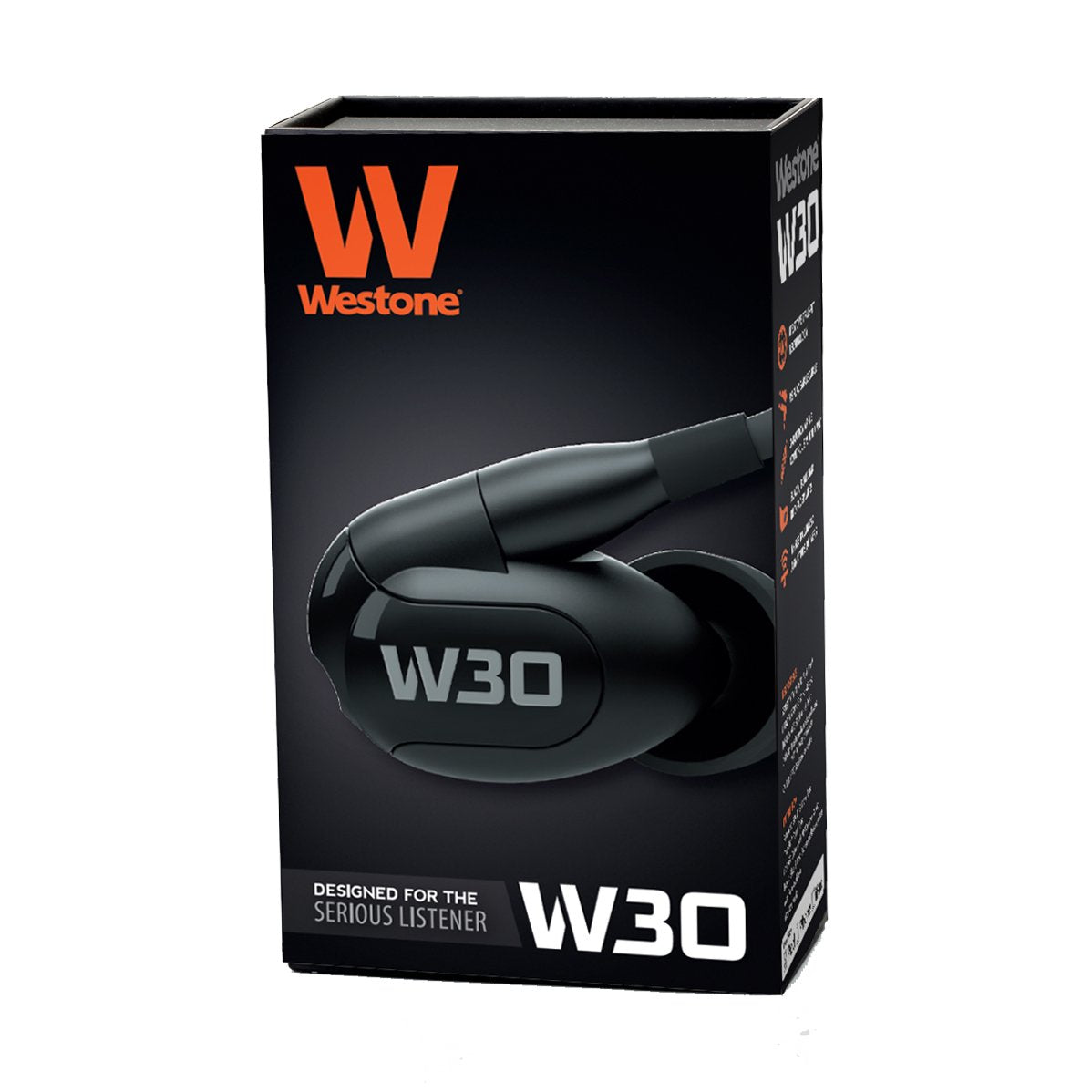 Westone W30 Triple-Driver True-Fit Earphones with MMCX Audio Cable and 3 Button MFi Cable with Microphone
