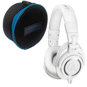 Audio-Technica ATH-M50x Sound-Isolating Monitor Headphones (White) + Headpone Case - The Camera Box