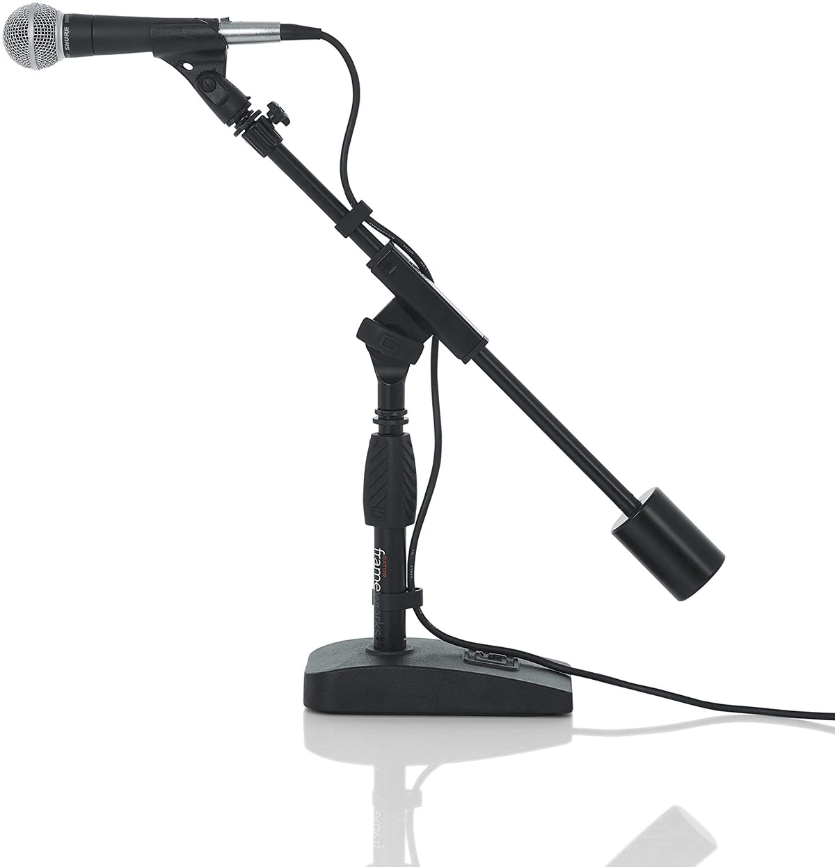 Gator Frameworks Short Weighted Base Microphone Stand with Telescopic Boom Arm and 2.5 Lbs Counter Weight (GFW-MIC-0822)