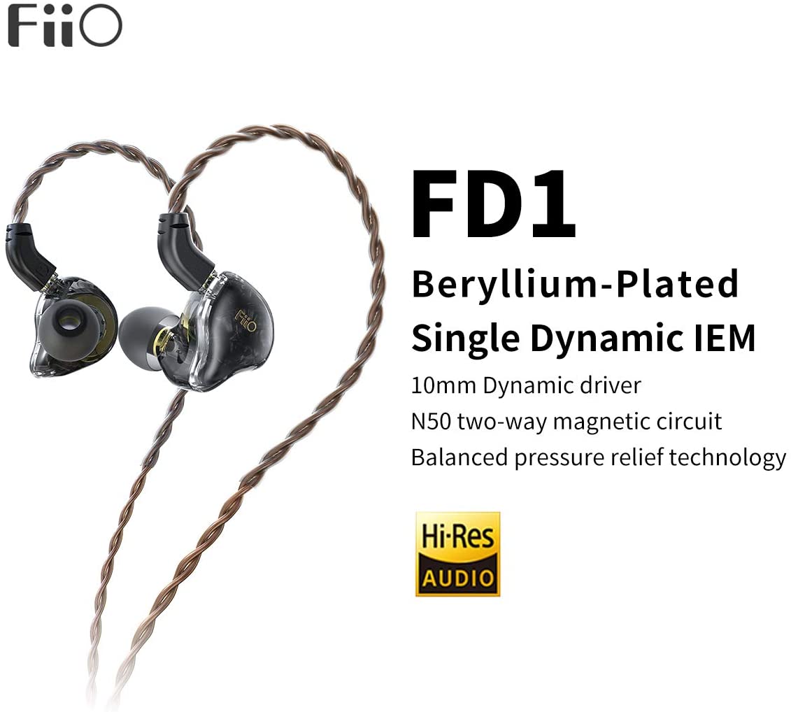 FiiO FD1 Hi-Res Earbuds Wired in ear Earphones (Black)