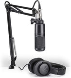 Audio-Technica AT2020 Studio Microphone Pack with ATH-M20x, Boom & XLR Cable, Shockmount and Pop Filter