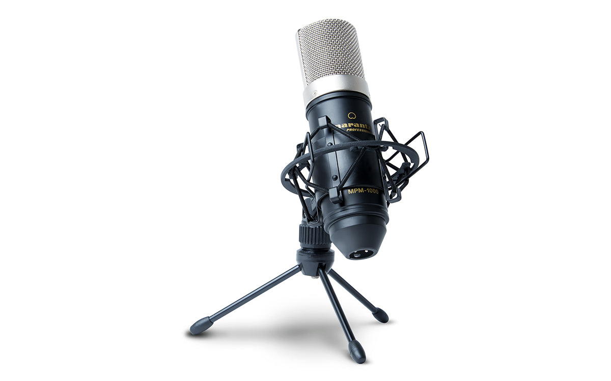 Marantz Professional MPM-1000 | Cardioid Condenser Microphone with Windscreen, Shock Mount & Tripod Stand (18mm / XLR Out)