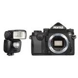 Pentax KP 24.32 Ultra-Compact Weatherproof DSLR Camera (Body Only, Black) with Pentax AF360FGZ II Flash